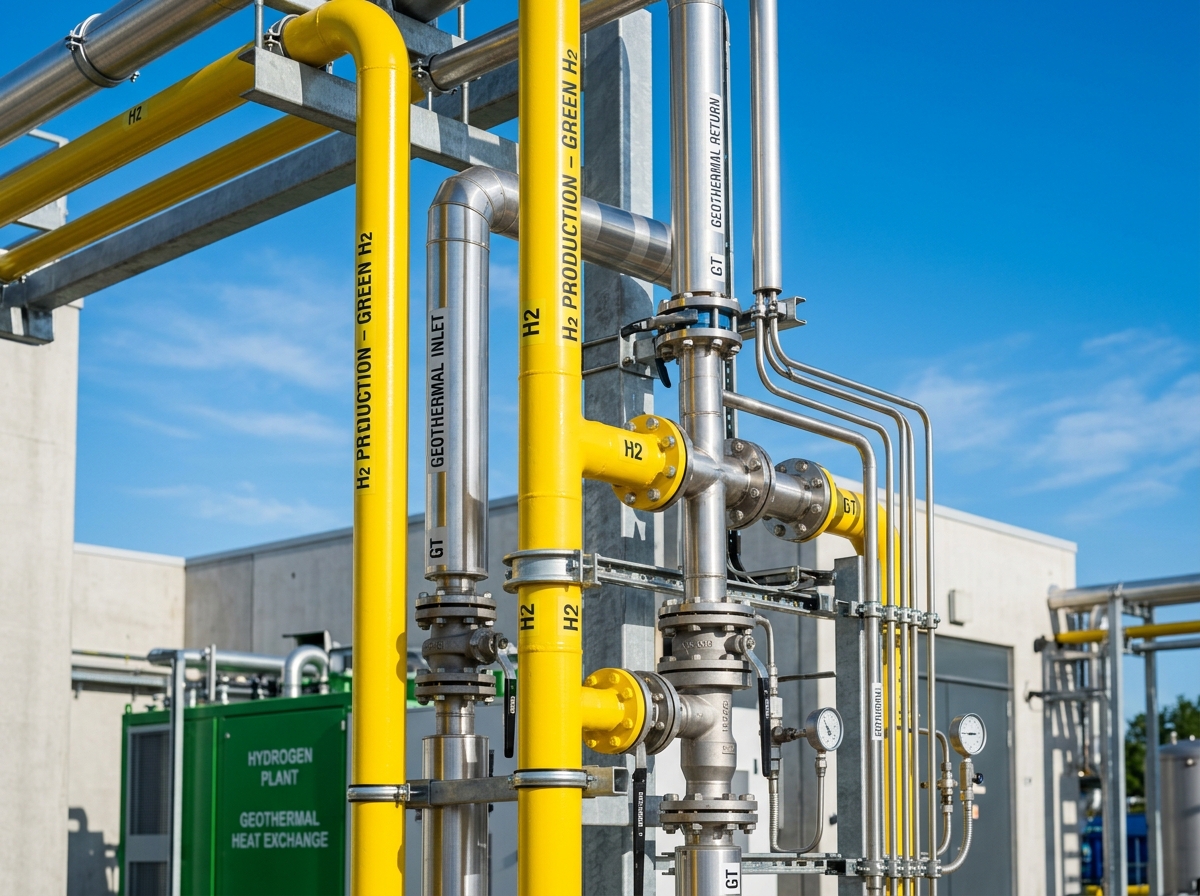 Green hydrogen and geothermal industrial pipeline infrastructure